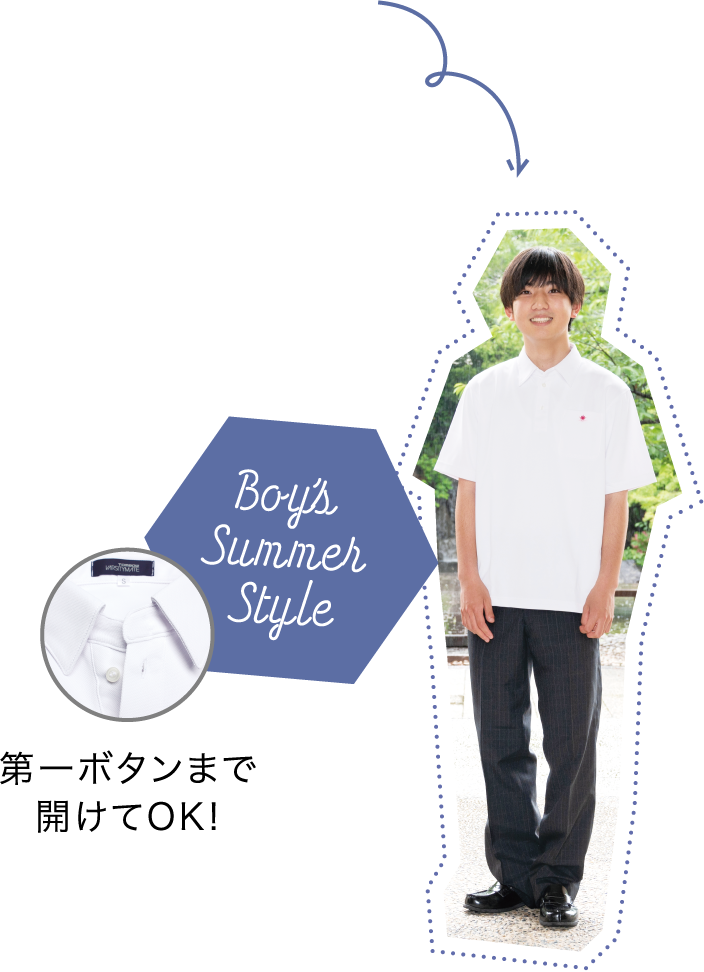 Boy's Summer Style 胸元の校章がポイント!